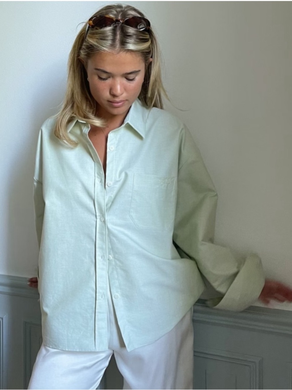 Djerf Avenue Breezy Shirt Striped Green